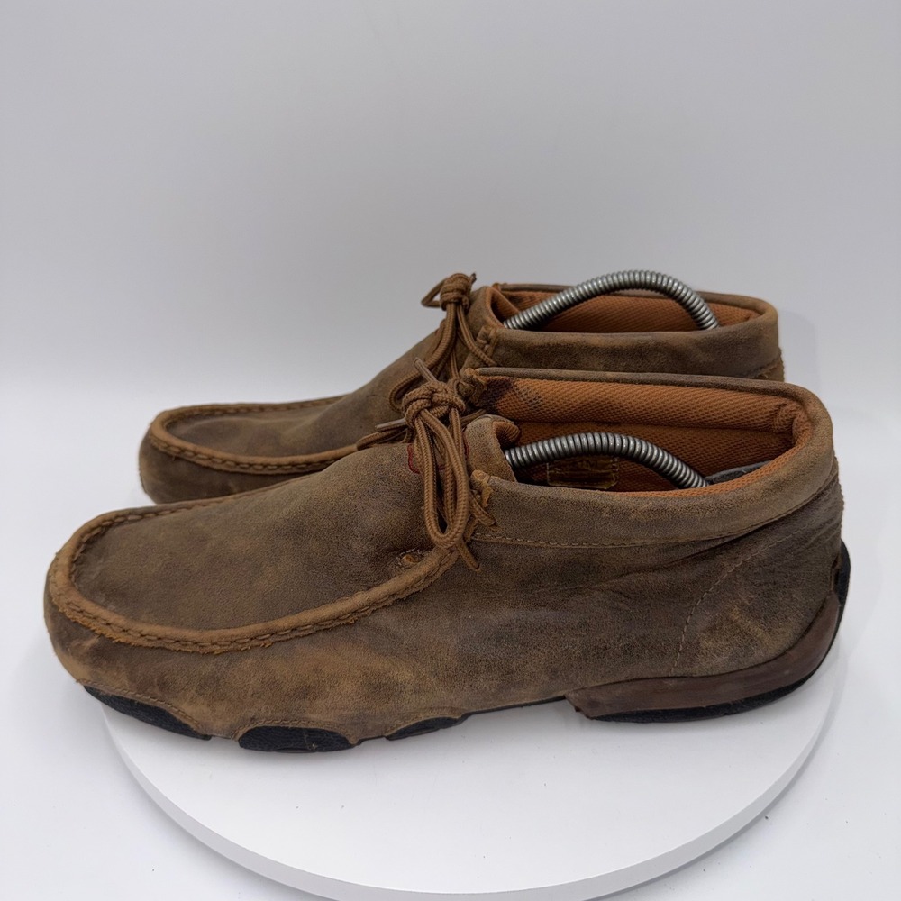 Twisted X Mens Chukka Driving Moc Brown Leather Lace Up Loafers Size 11M